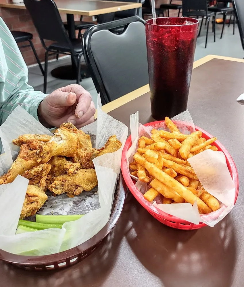 Lemon Pepper Chicken Wings and Fries